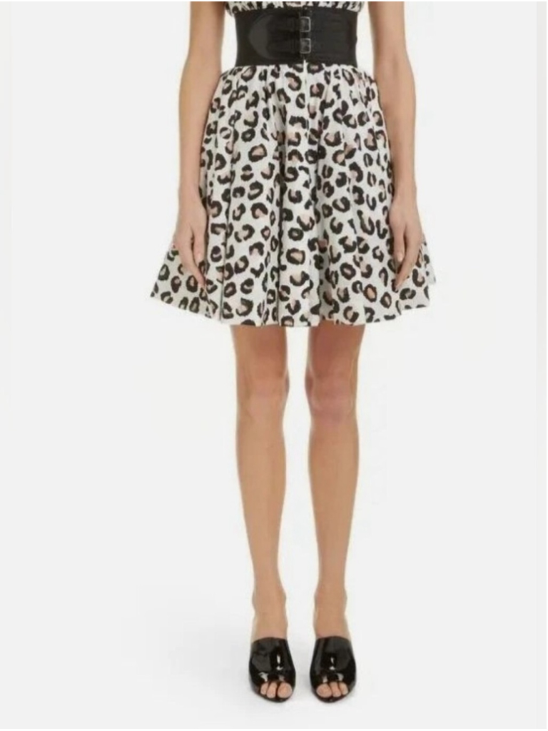 Alaa White Leopard-Print Circle Skirt